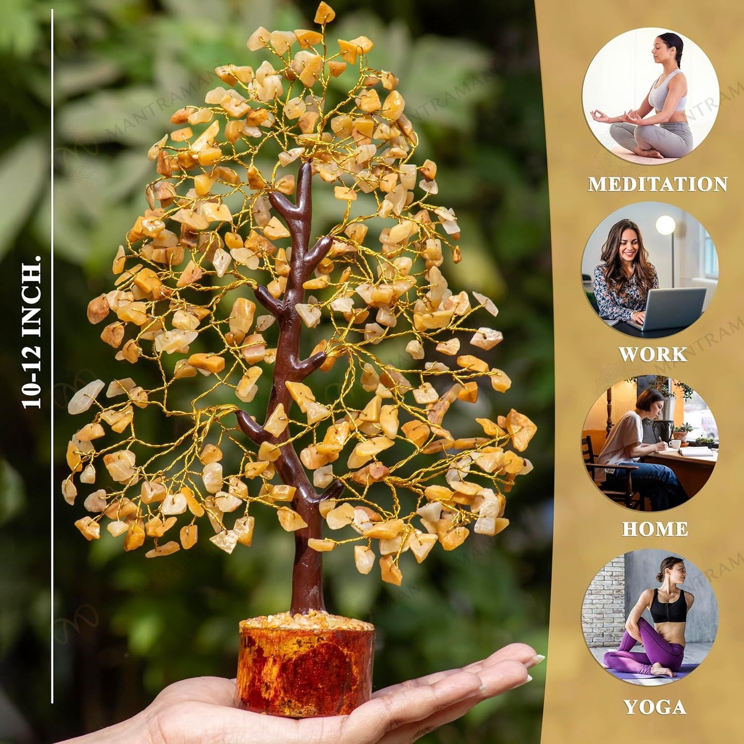 MantraMani® Yellow Citrine Tree –Crystal Tree for Abundance, Prosperity & Growth