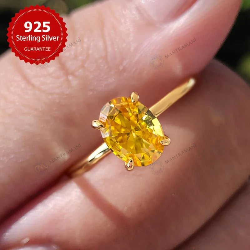 MantraMani® Yellow Citrine Ring: Abundance & Prosperity