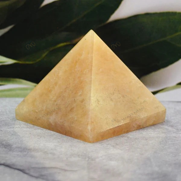 MantraMani® Yellow Citrine Pyramid – Energy & Manifestation Crystal Pyramid