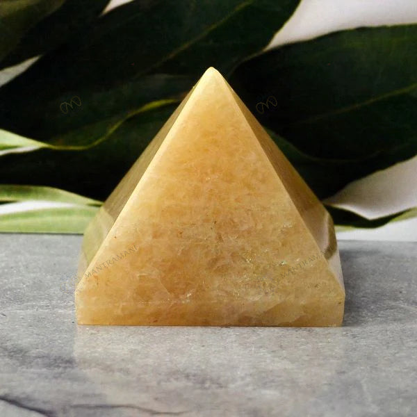 MantraMani® Yellow Citrine Pyramid – Energy & Manifestation Crystal Pyramid