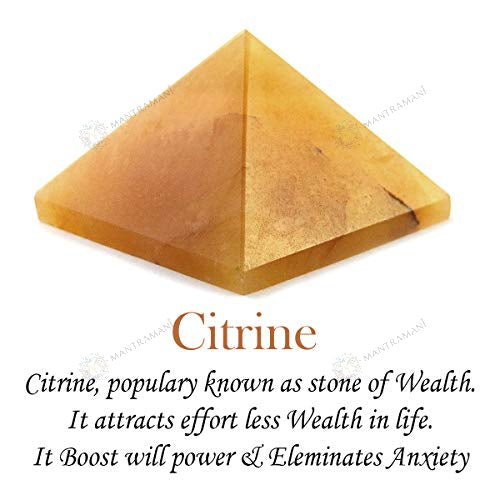 MantraMani® Yellow Citrine Pyramid – Energy & Manifestation Crystal Pyramid