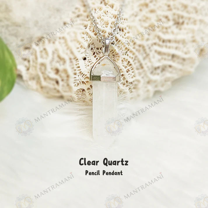 MantraMani® Clear Quartz Pencil Pendant