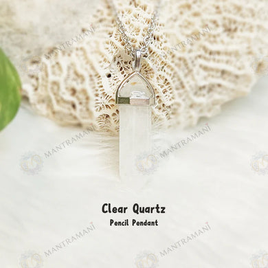 MantraMani® Clear Quartz Pencil Pendant