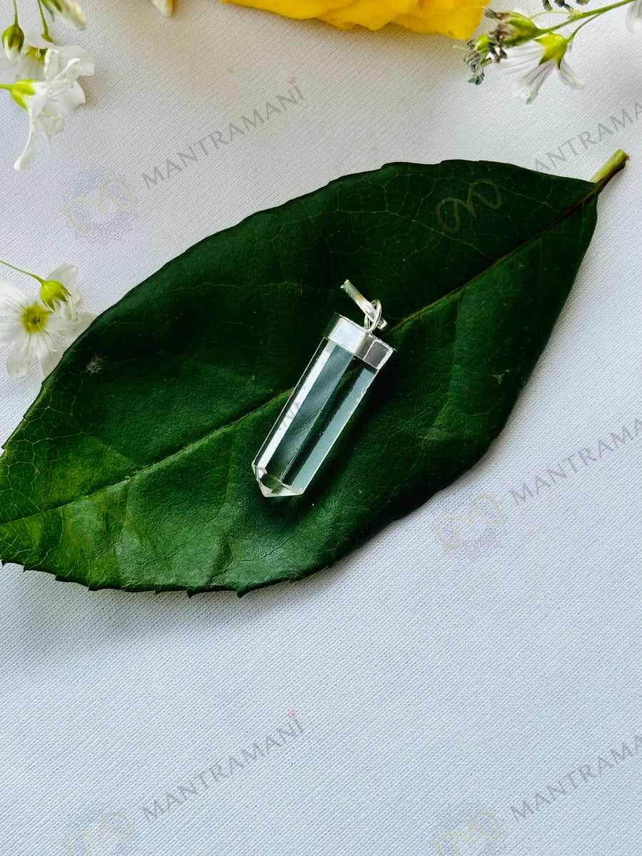 MantraMani® Clear Quartz Pencil Pendant