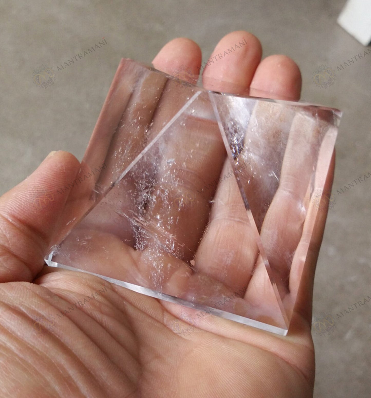 MantraMani® Clear Quartz Pyramid – Energy Cleansing, Meditation & Focus Crystal Pyramid