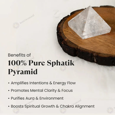 MantraMani® Clear Quartz Pyramid – Energy Cleansing, Meditation & Focus Crystal Pyramid