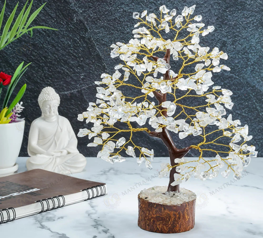 MantraMani® Clear Quartz Crystal Tree – Removes Depression, Anger & Anxiety