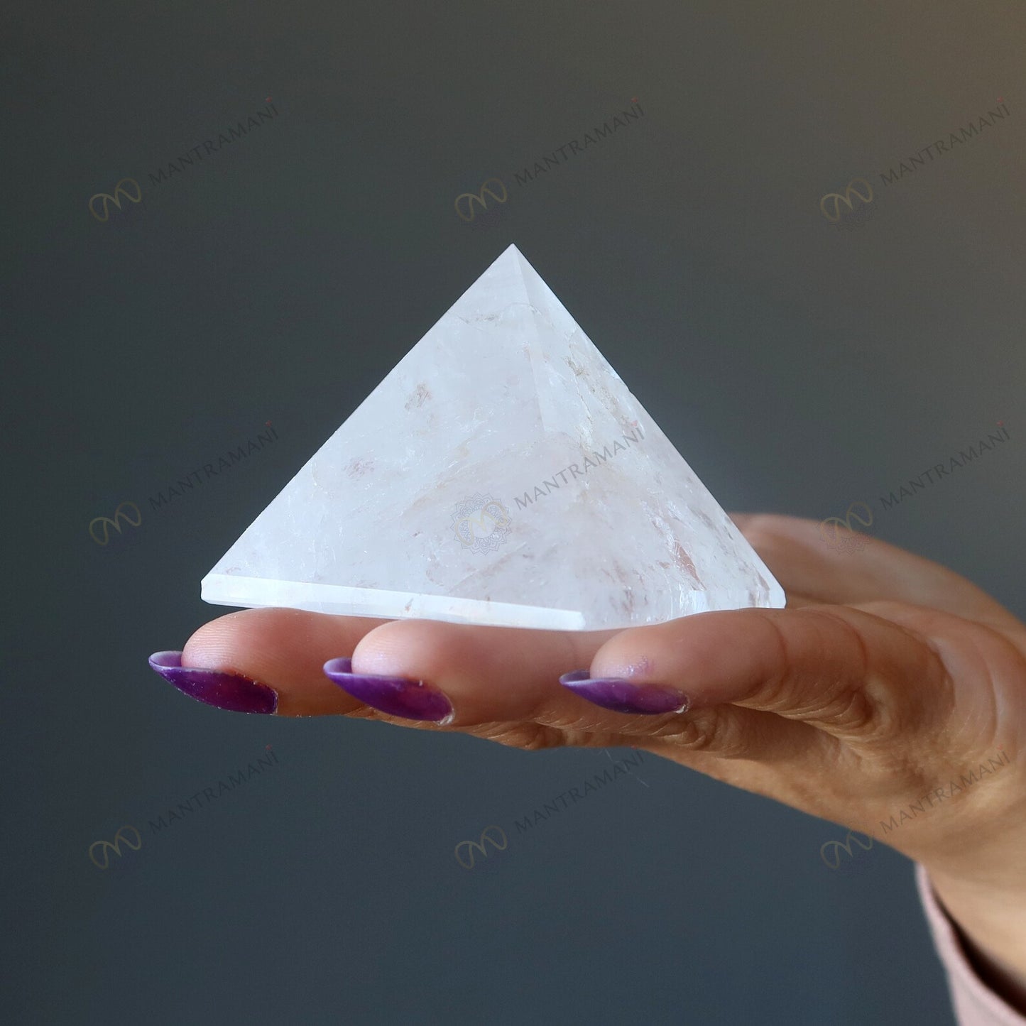 MantraMani® Clear Quartz Pyramid – Energy Cleansing, Meditation & Focus Crystal Pyramid