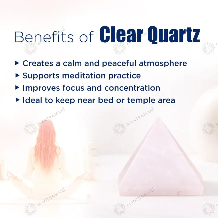MantraMani® Clear Quartz Pyramid – Energy Cleansing, Meditation & Focus Crystal Pyramid