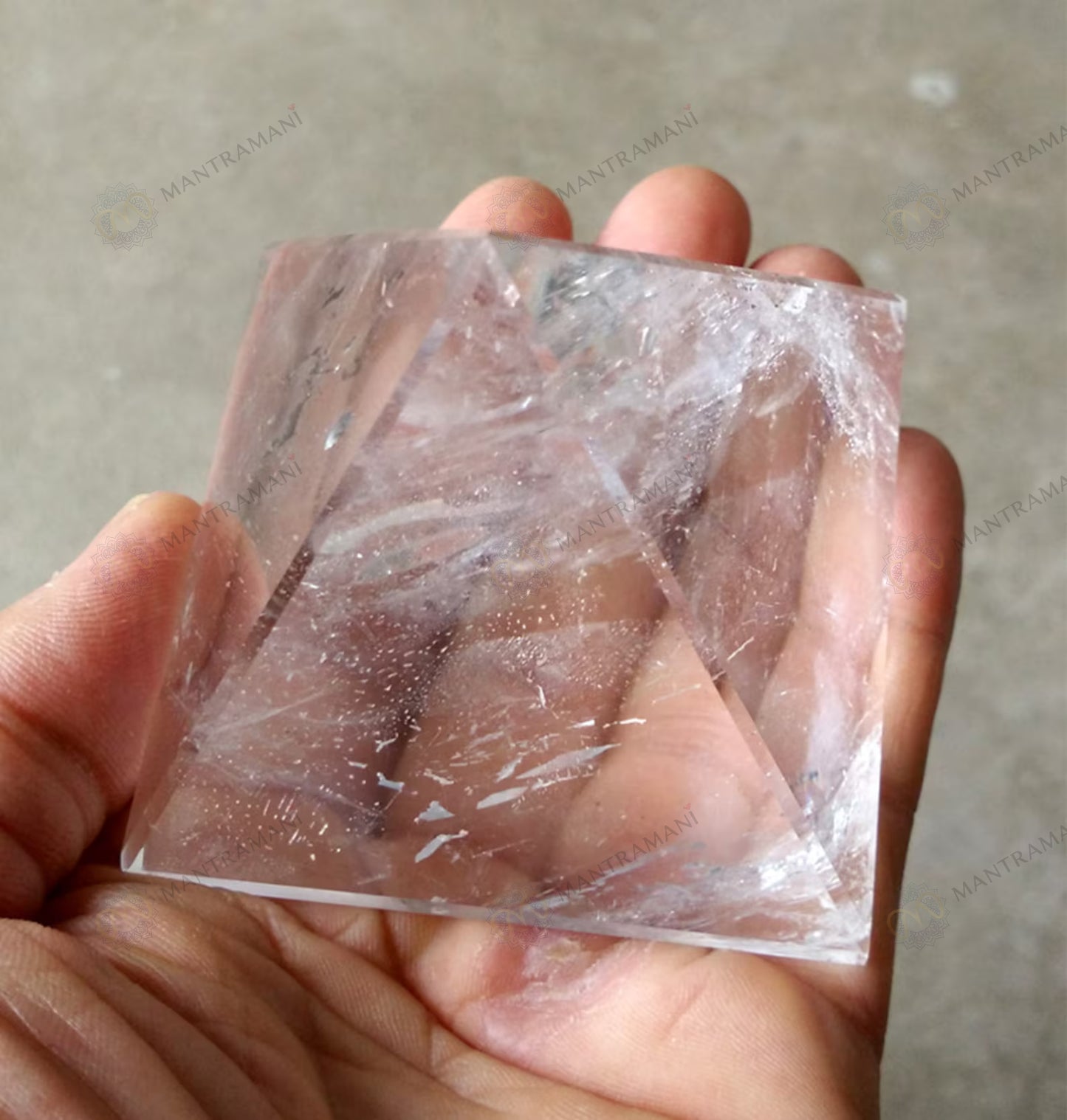 MantraMani® Clear Quartz Pyramid – Energy Cleansing, Meditation & Focus Crystal Pyramid