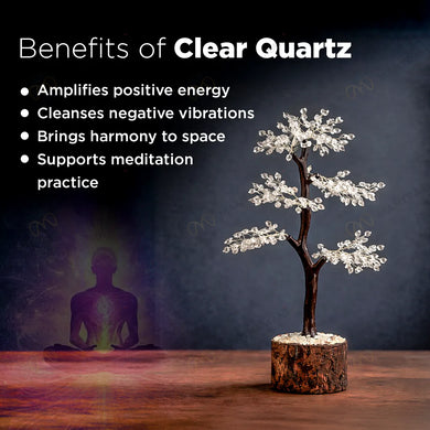 MantraMani® Clear Quartz Crystal Tree – Removes Depression, Anger & Anxiety