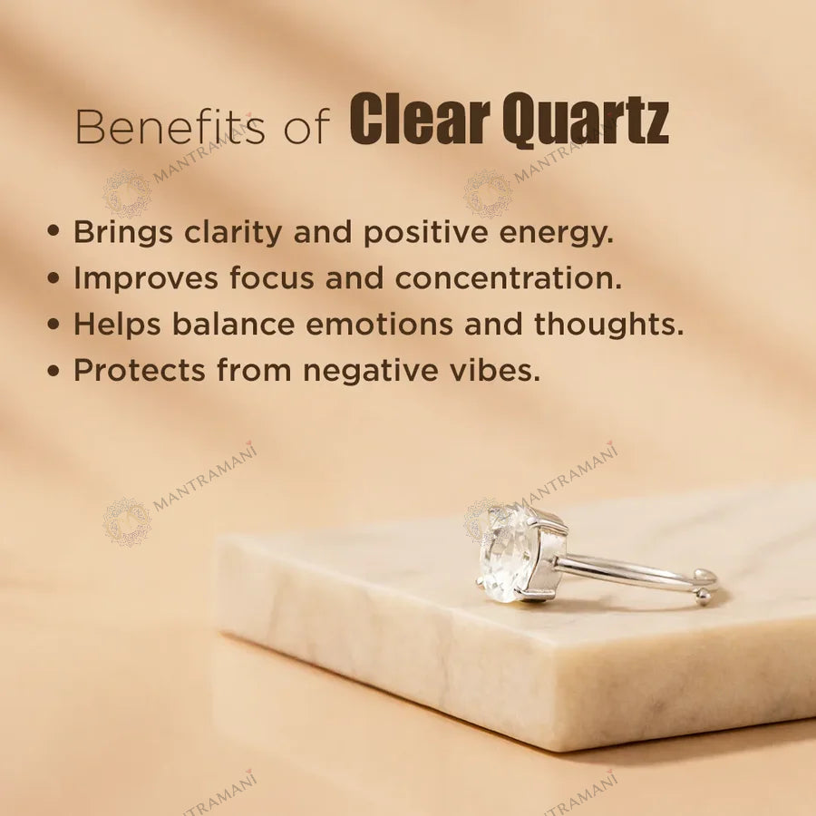 MantraMani® Clear Quartz Ring: Removes Depression, Anger & Anxiety