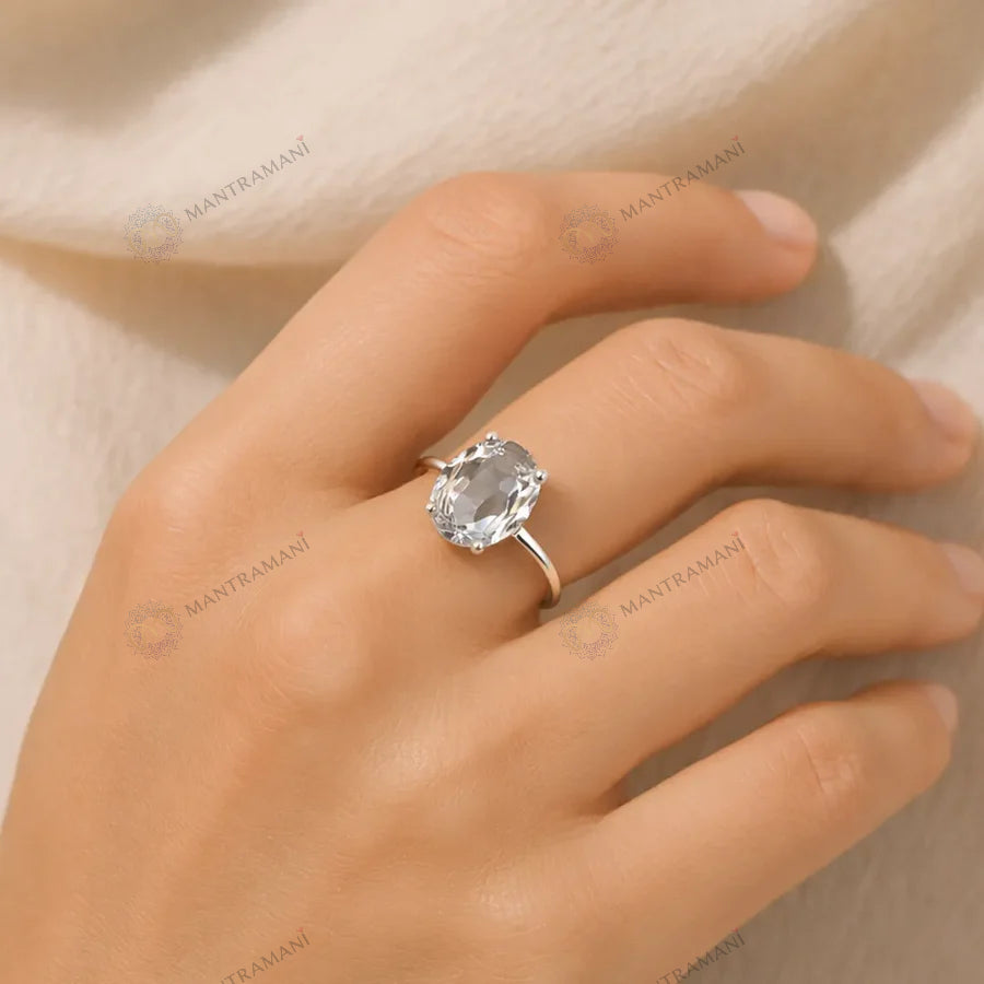 MantraMani® Clear Quartz Ring: Removes Depression, Anger & Anxiety