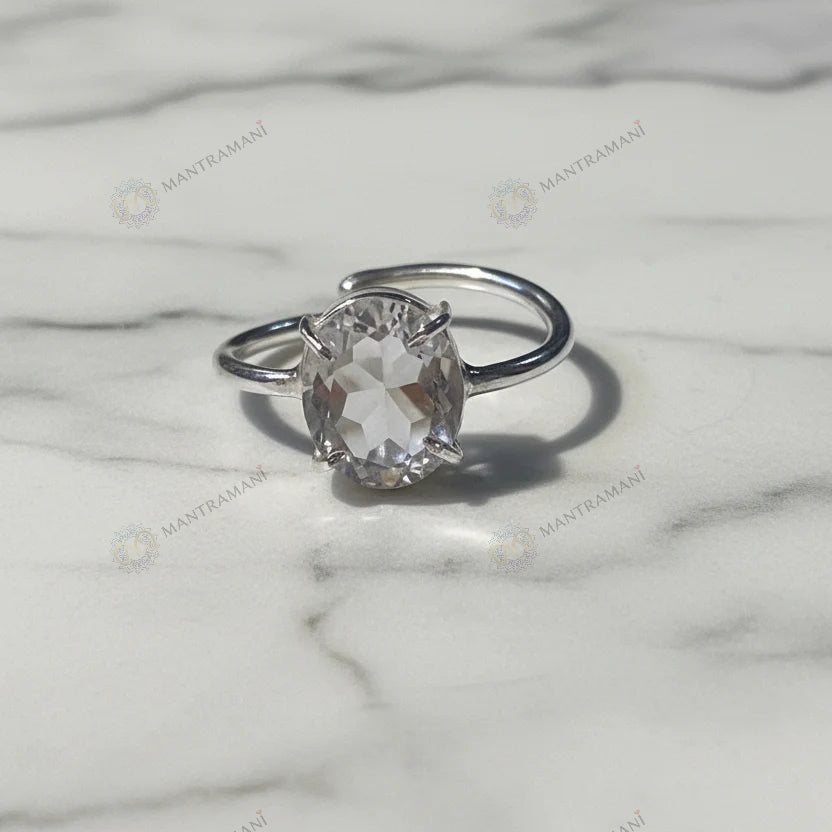 MantraMani® Clear Quartz Ring: Removes Depression, Anger & Anxiety