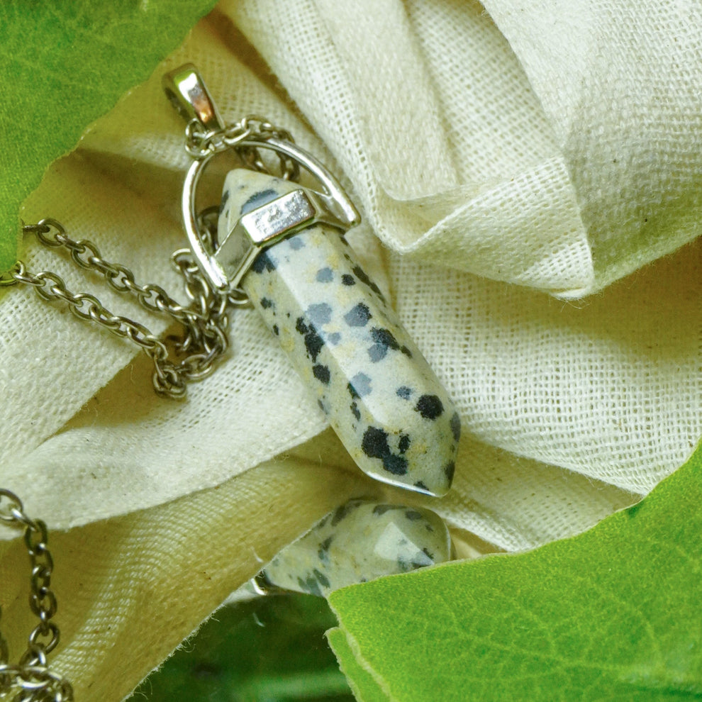MantraMani® Dalmation Jasper Crystal Point Pendant
