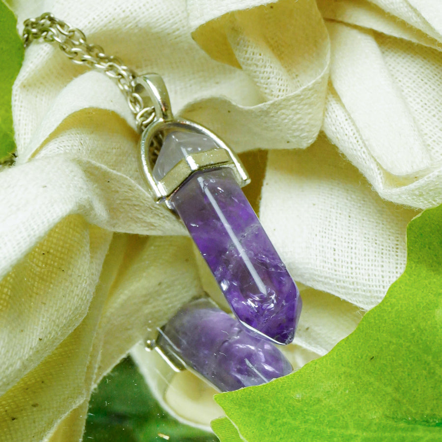 MantraMani® Amethyst Crystal Point Pendant