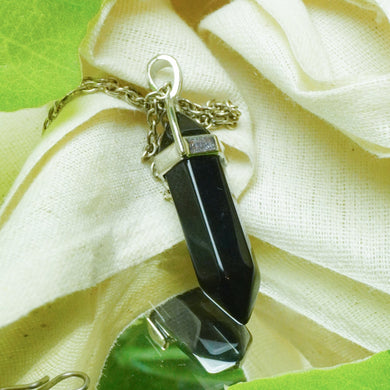 MantraMani® Black Obsidian Crystal Point Pendant