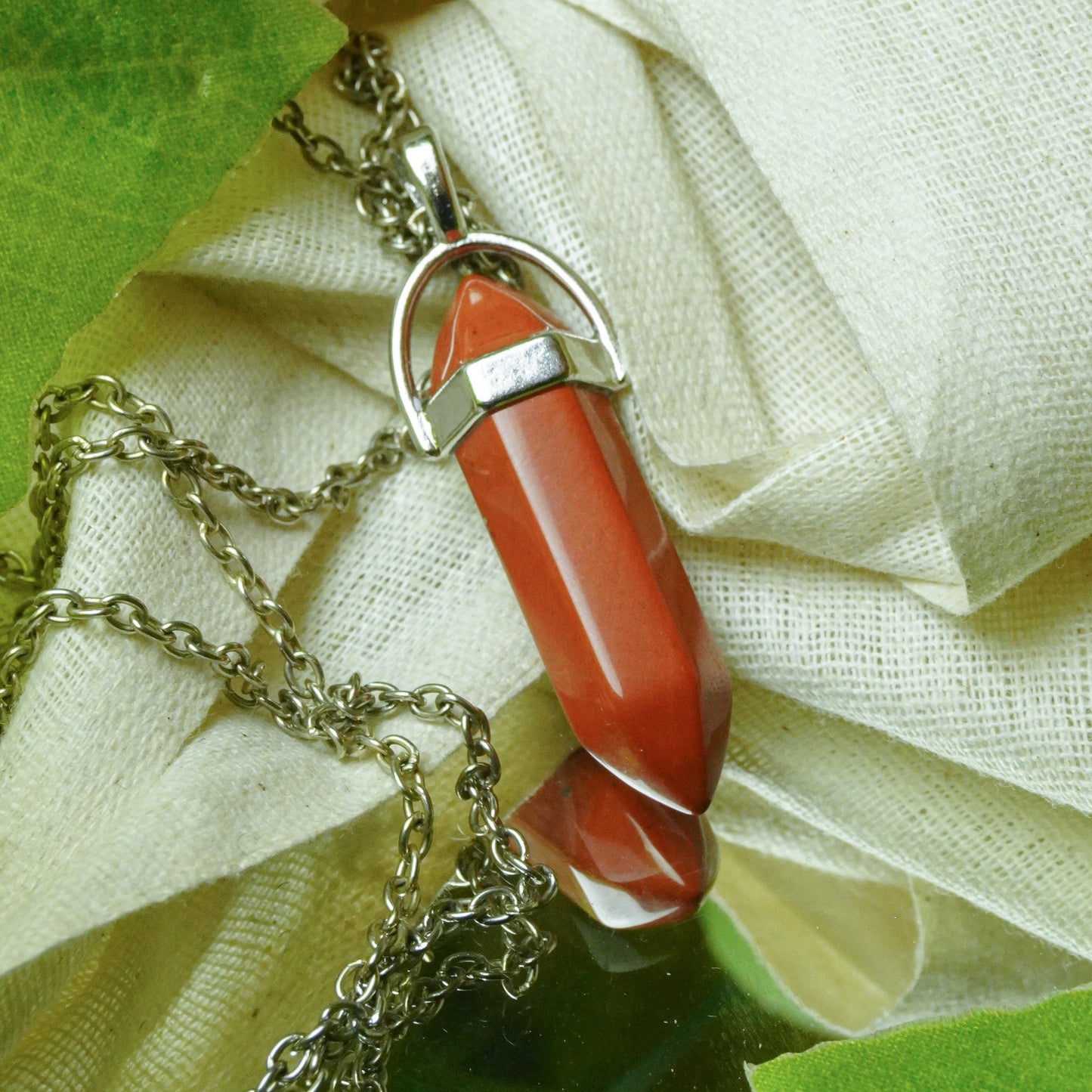 MantraMani® Red Jasper Crystal Point Pendant
