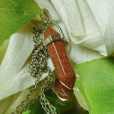MantraMani® Goldstone Crystal Point Pendant