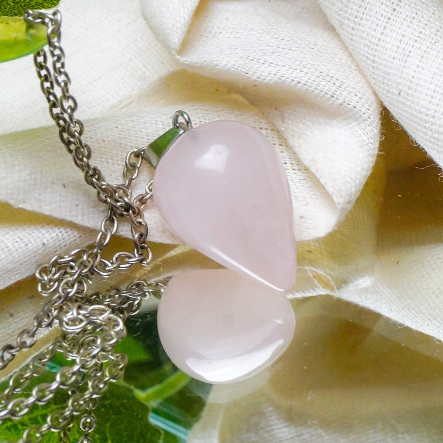 MantraMani® Rose Quartz Crystal Drop Pendant