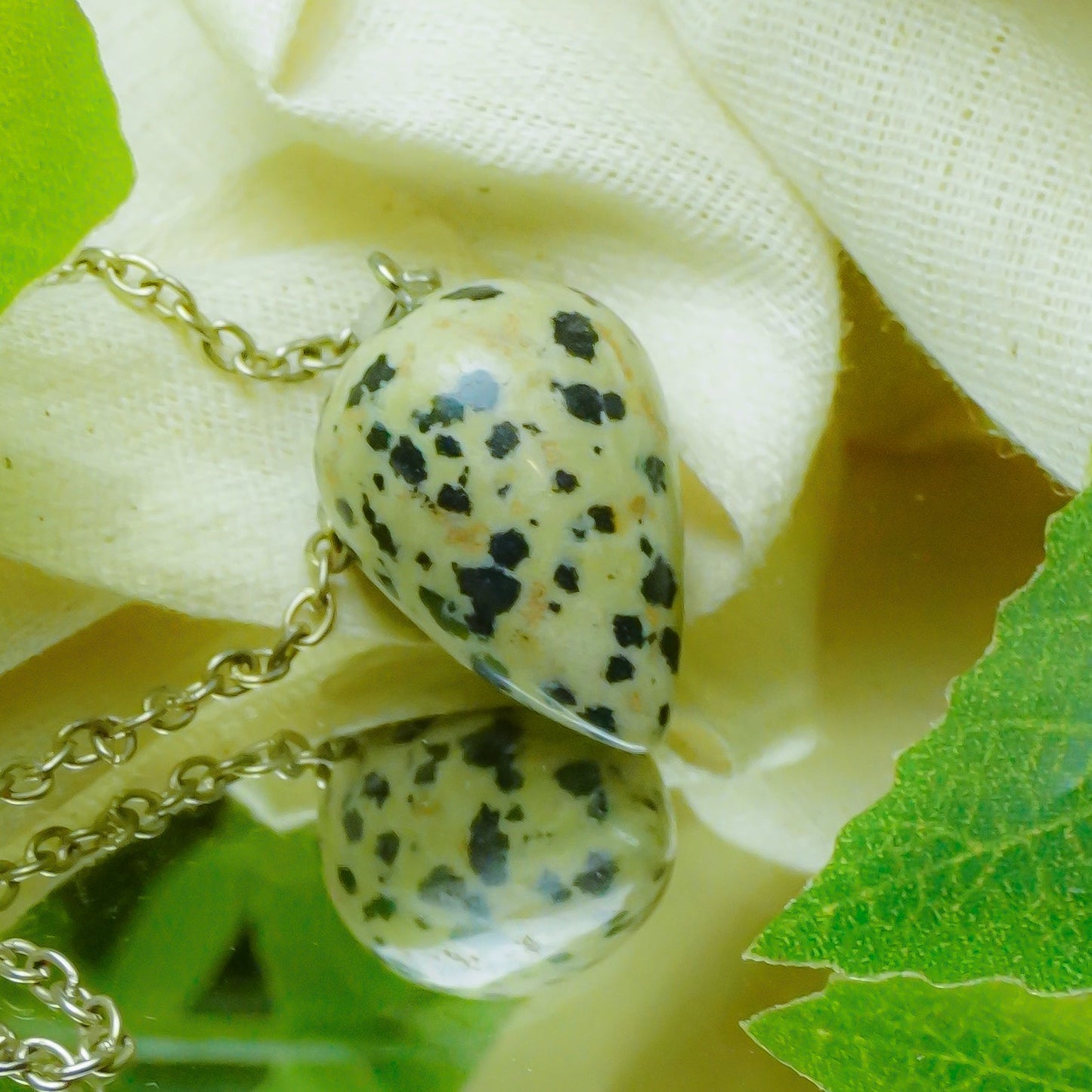 Dalmation Jasper Crystal Drop Pendant