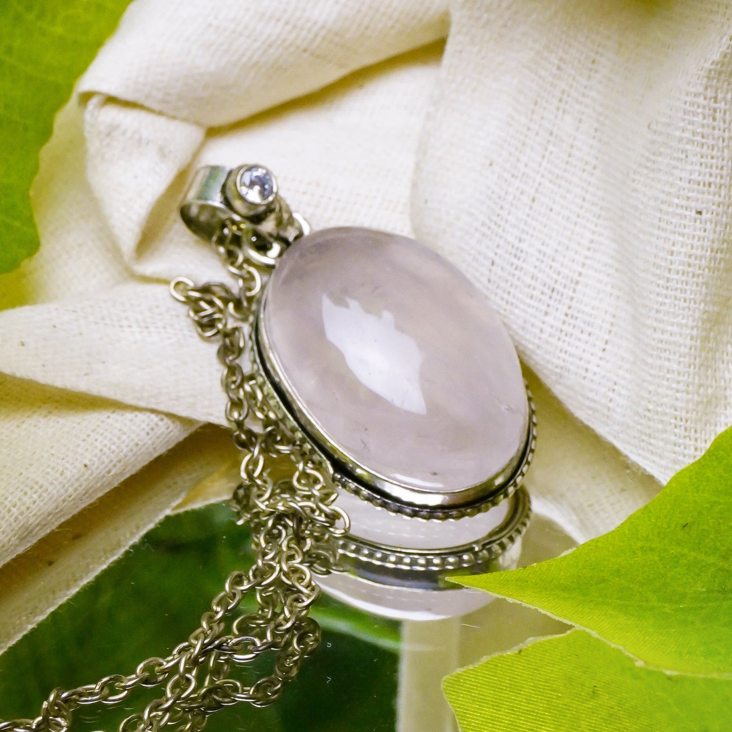 MantraMani Rose Quartz Crystal Fancy Pendant