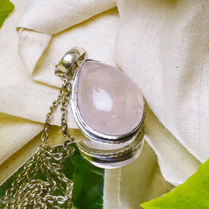 MantraMani Rose Quartz Crystal Fancy Pendant