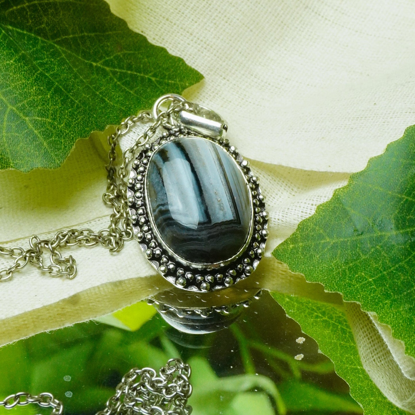 MantraMani® Sulemani Hakik Crystal Pendant | Natural Agate Pendant for Protection, Grounding & Spiritual Wellness