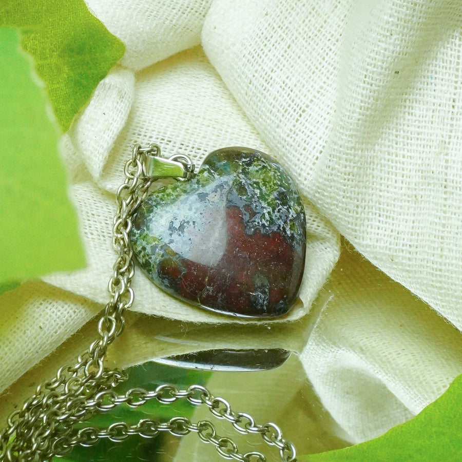 MantraMani® Dragon's Bloodstone Crystal Heart Pendant