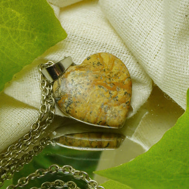 MantraMani® Picture Jasper Crystal Heart Pendant