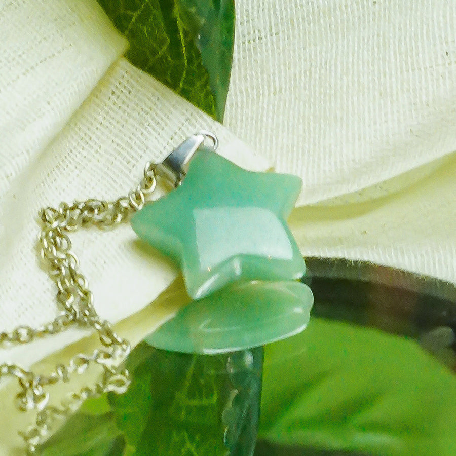 MantraMani® Green Aventurine Crystal Star Pendant