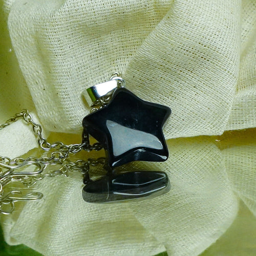 MantraMani® Black Obsidian Crystal Star Pendant