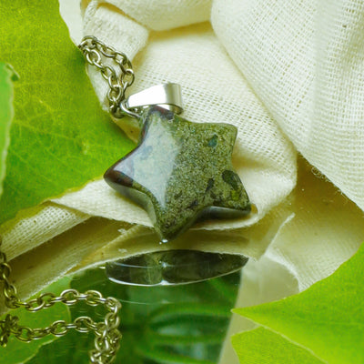 MantraMani® Dragon's Bloodstone Crystal Star Pendant for Pendant