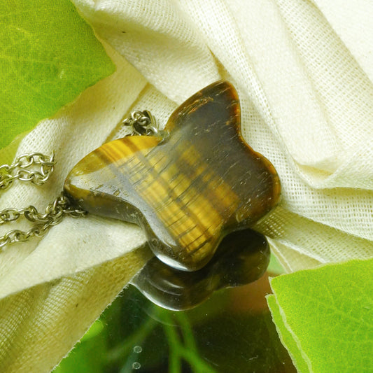 MantraMani Tiger's Eye Crystal Butterfly Pendant - MantraMani® Authentic Vedic Gemstone