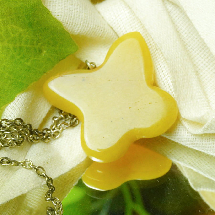 MantraMani® Yellow Agate Crystal Butterfly Pendant