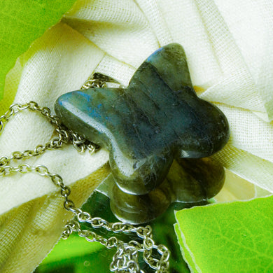 MantraMani® Spectrolite Crystal Butterfly Pendant