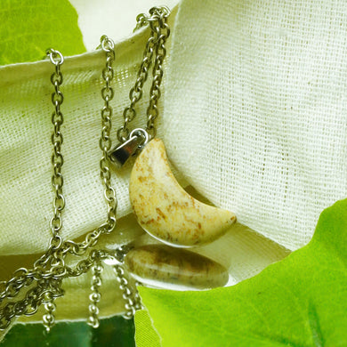 MantraMani® Picture Jasper Crystal Half Moon Pendant