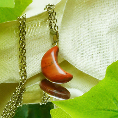 MantraMani® Red Jasper Crystal Half Moon Pendant