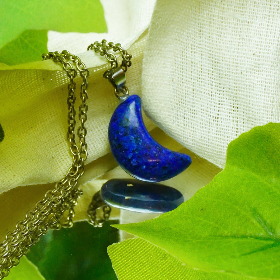 MantraMani® Lapis Lazuli Crystal Half Moon Pendant