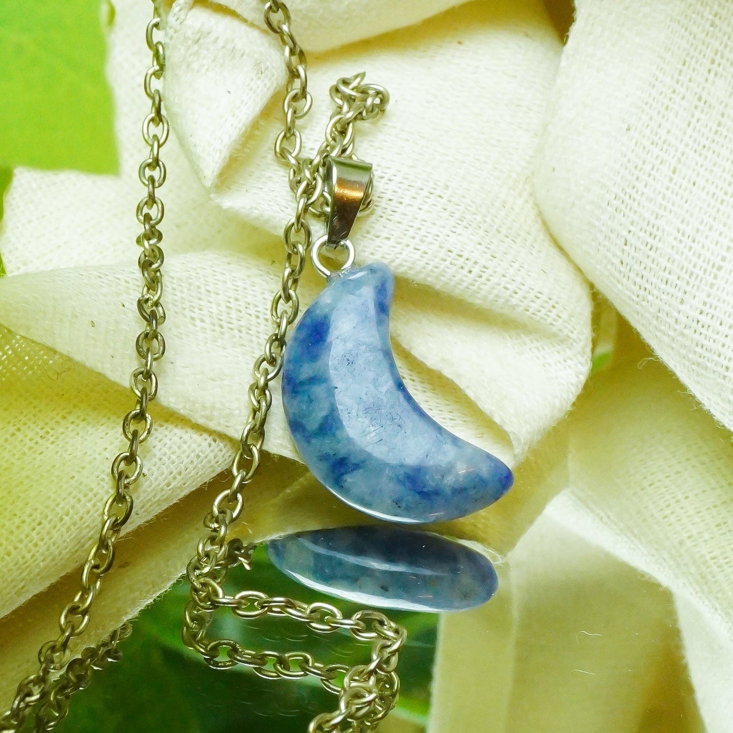 MantraMani® Sodalite Crystal Half Moon Pendant