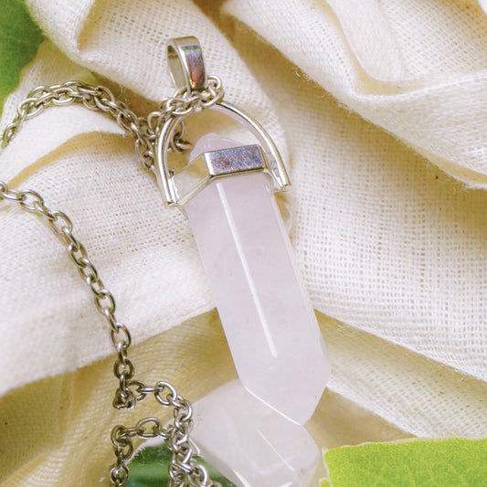 MantraMani Rose Quartz Crystal Point Pendant - MantraMani® Authentic Vedic Gemstone
