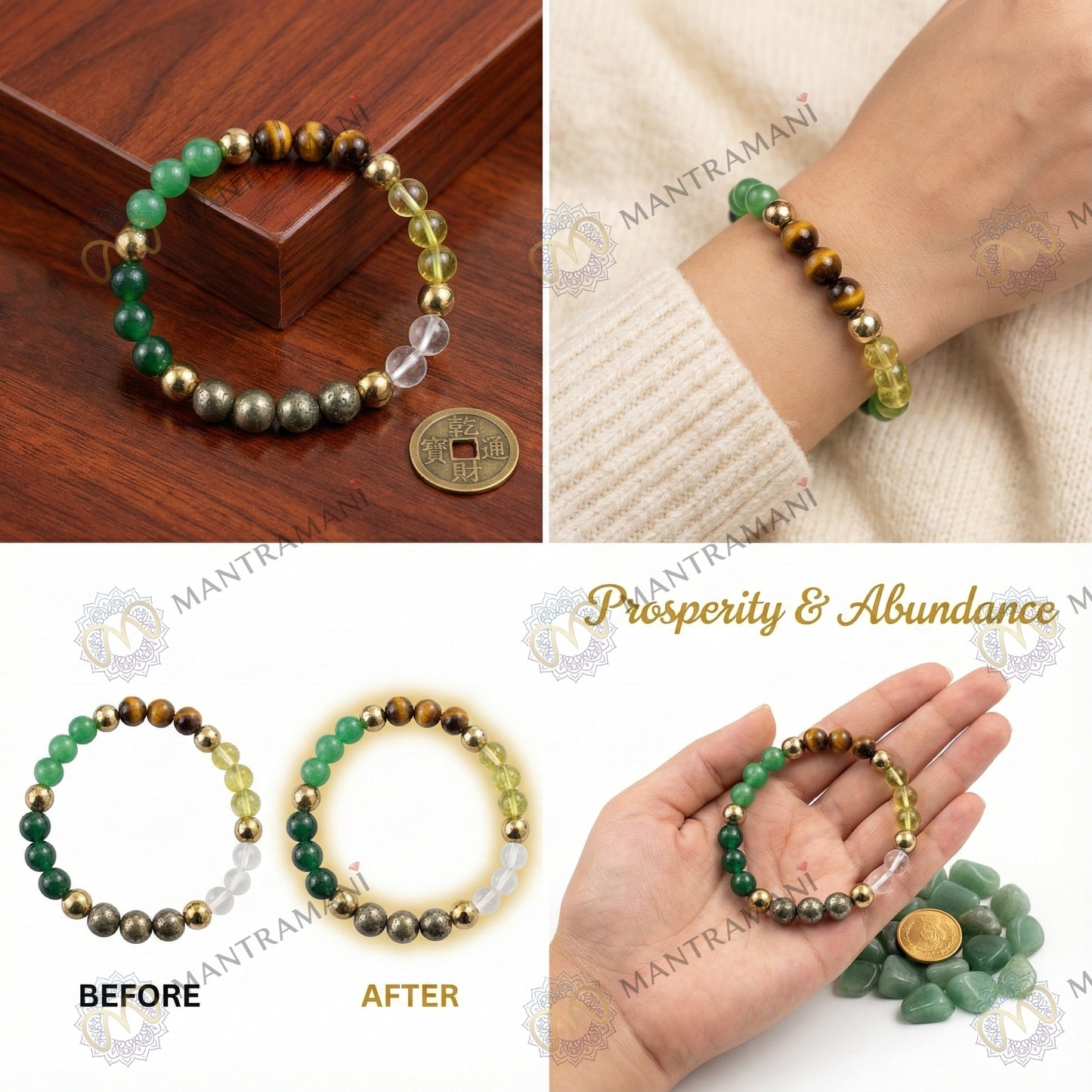 MantraMani® Dhan Vriddhi™ – Money Magnet Bracelet - Attract Wealth • Removes Financial/Money Blockage • Unlock Opportunities • Align With Prosperity Energy
