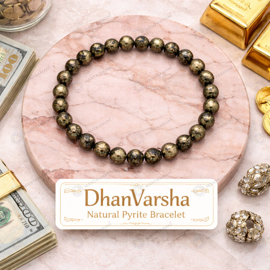 MantraMani® DhanVarsha Natural Pyrite Bracelet - Attracts Money • Remove Financial Burden • Open Income Paths • Align with Wealth Energy. - MantraMani® Authentic Vedic Gemstone