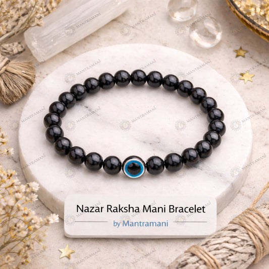 NazarRaksha Mani Bracelet  Evil Eye Protection Bracelet • Aura Shielding • Emotional Balance • Inner Confidence - MantraMani® Authentic Vedic Gemstone