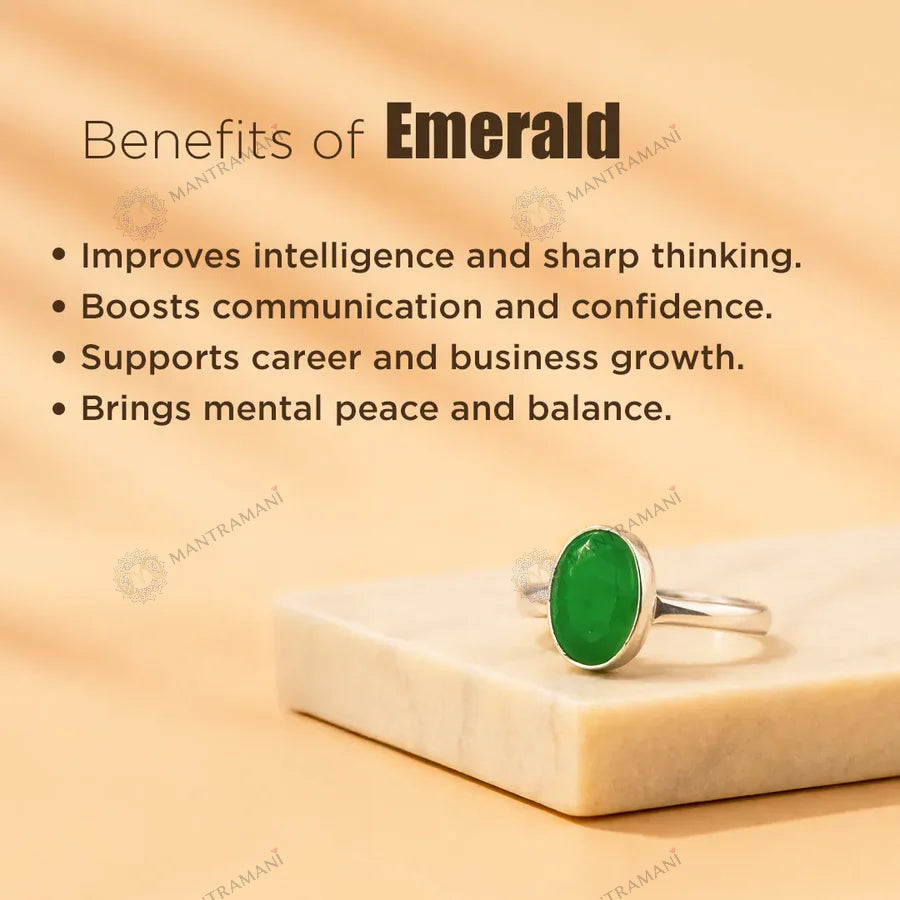 MantraMani® Panna (Real Emerald) Ring: Develop Sharp Intellect and Enhance Growth Opportunities