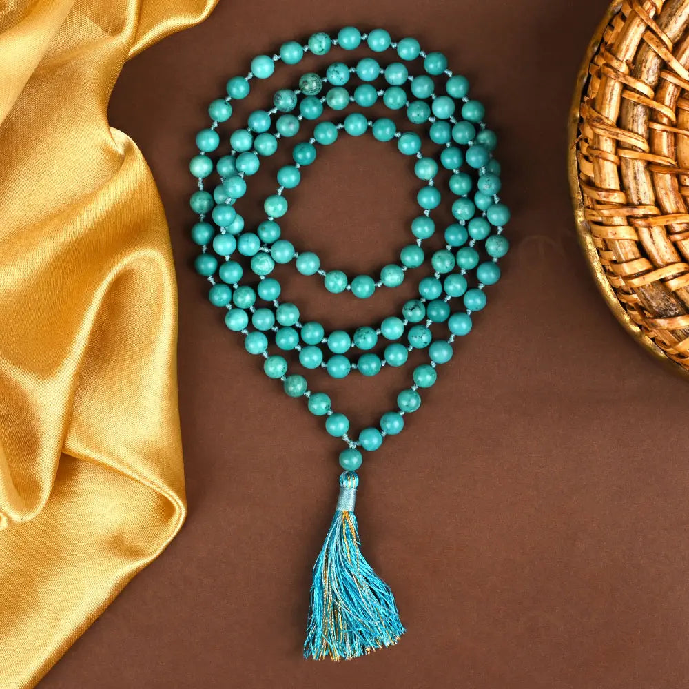 MantraMani® Blue Magnesite Turquoise Mala - For Success in Everything
