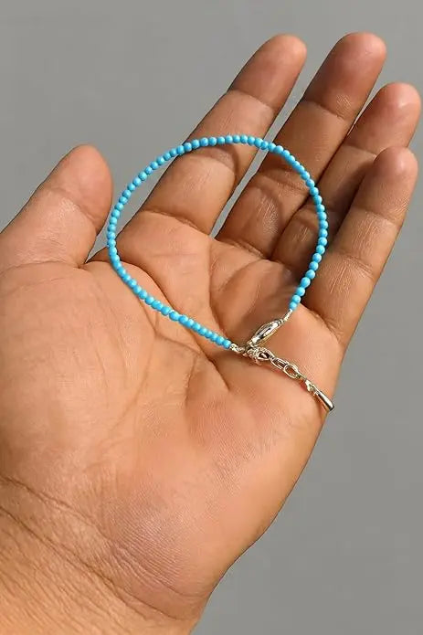 MantraMani® Turquoise Diamond Cut Anklet: Strengthens Communication & Confidence