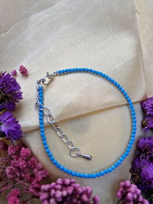 MantraMani® Turquoise Diamond Cut Anklet: Strengthens Communication & Confidence