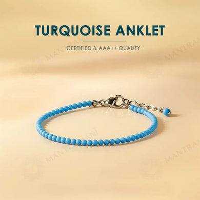 MantraMani® Turquoise Diamond Cut Anklet: Strengthens Communication & Confidence