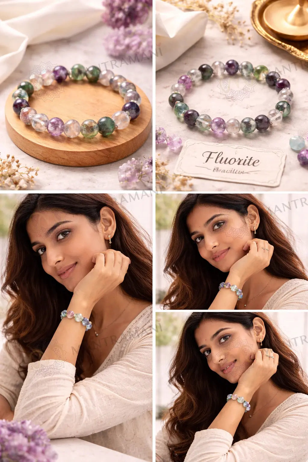 MantraMani® Certified Fluorite 8mm Natural Stone Bracelet — Mental Focus • Aura Cleansing • Protection | 100% Natural Stone